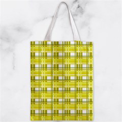 Yellow plaid pattern Zipper Classic Tote Bag from ArtsNow.com Back