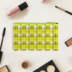 Yellow plaid pattern Cosmetic Bag (XS) from ArtsNow.com Back