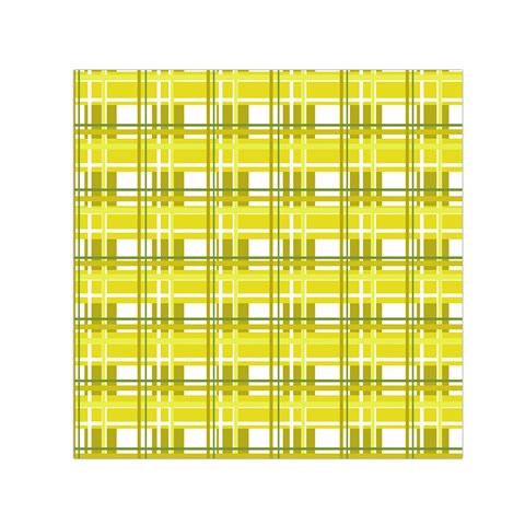 Yellow plaid pattern Small Satin Scarf (Square) from ArtsNow.com Front