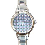 Decorative plaid pattern Round Italian Charm Watch