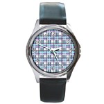 Decorative plaid pattern Round Metal Watch