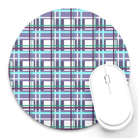 Decorative plaid pattern Round Mousepads from ArtsNow.com Front