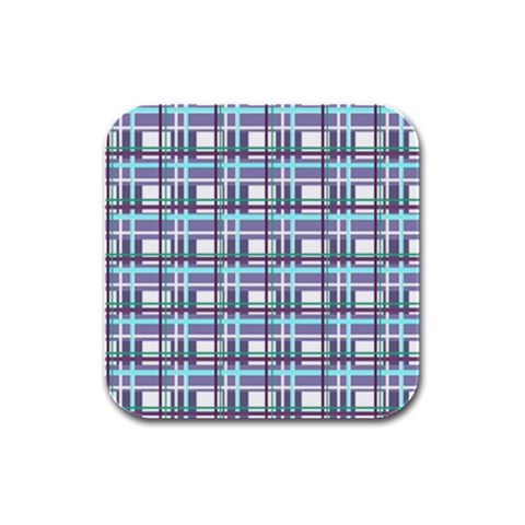 Decorative plaid pattern Rubber Square Coaster (4 pack)  from ArtsNow.com Front