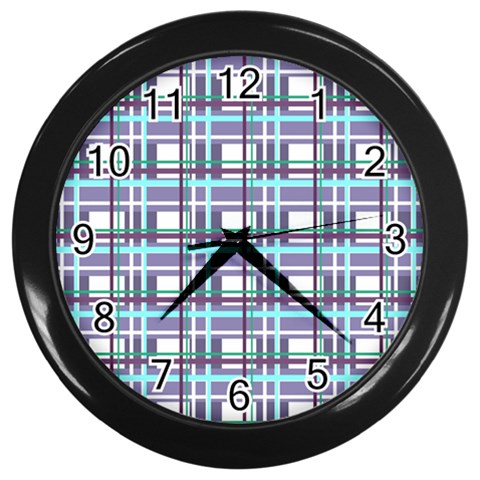 Decorative plaid pattern Wall Clocks (Black) from ArtsNow.com Front