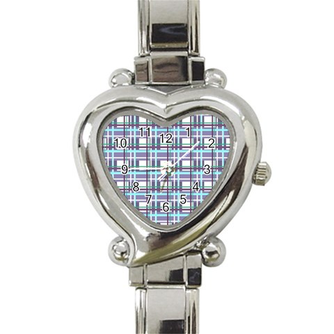 Decorative plaid pattern Heart Italian Charm Watch from ArtsNow.com Front