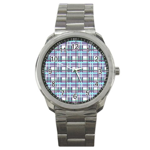 Decorative plaid pattern Sport Metal Watch from ArtsNow.com Front