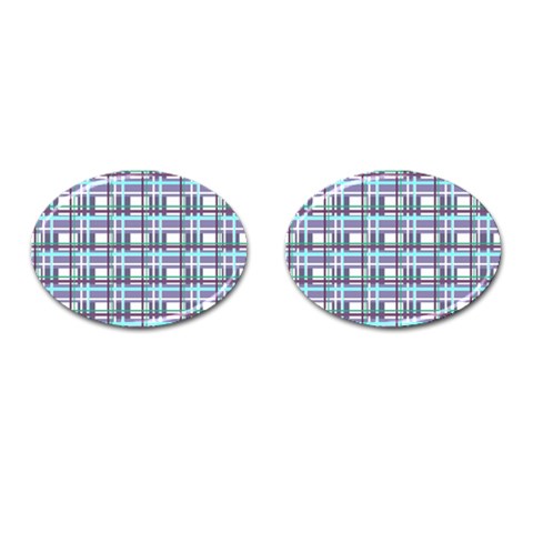 Decorative plaid pattern Cufflinks (Oval) from ArtsNow.com Front(Pair)