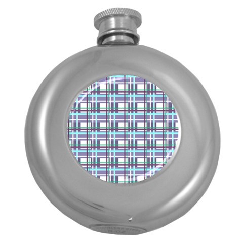 Decorative plaid pattern Round Hip Flask (5 oz) from ArtsNow.com Front