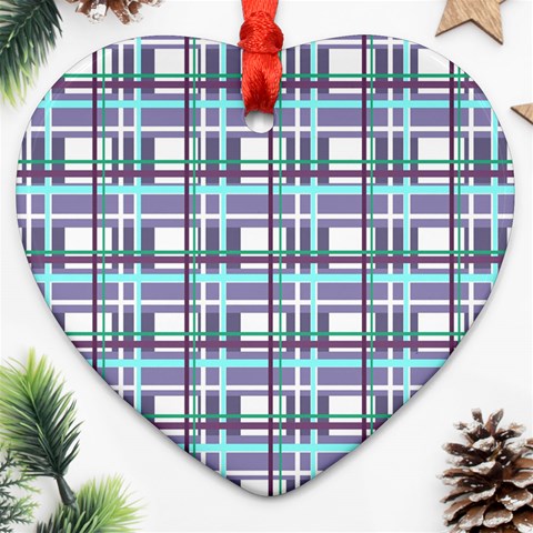 Decorative plaid pattern Heart Ornament (2 Sides) from ArtsNow.com Front