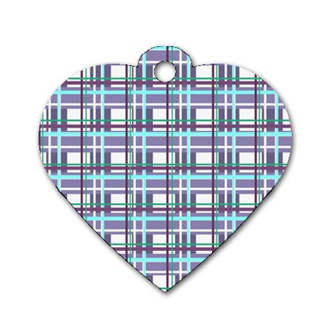 Decorative plaid pattern Dog Tag Heart (Two Sides) from ArtsNow.com Front