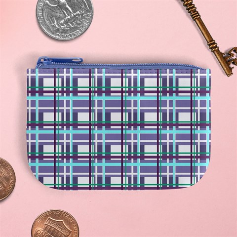 Decorative plaid pattern Mini Coin Purses from ArtsNow.com Front