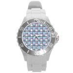 Decorative plaid pattern Round Plastic Sport Watch (L)