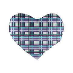 Decorative plaid pattern Standard 16  Premium Flano Heart Shape Cushions from ArtsNow.com Front