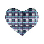 Decorative plaid pattern Standard 16  Premium Flano Heart Shape Cushions