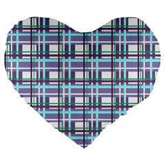 Decorative plaid pattern Large 19  Premium Flano Heart Shape Cushions from ArtsNow.com Front