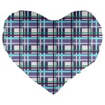 Decorative plaid pattern Large 19  Premium Flano Heart Shape Cushions