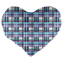 Decorative plaid pattern Large 19  Premium Flano Heart Shape Cushions from ArtsNow.com Back