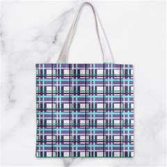Decorative plaid pattern Zipper Grocery Tote Bag from ArtsNow.com Back