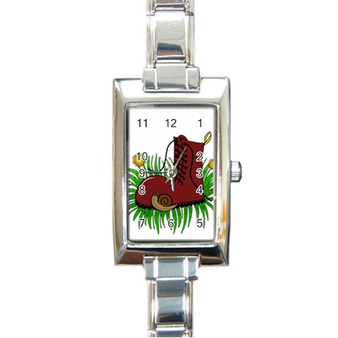 Boot in the grass Rectangle Italian Charm Watch from ArtsNow.com Front