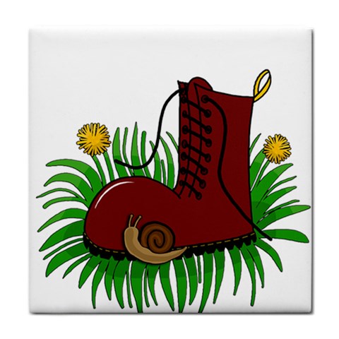 Boot in the grass Tile Coasters from ArtsNow.com Front