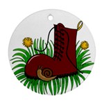 Boot in the grass Ornament (Round) 