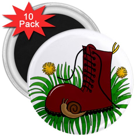 Boot in the grass 3  Magnets (10 pack)  from ArtsNow.com Front