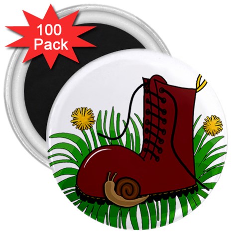 Boot in the grass 3  Magnets (100 pack) from ArtsNow.com Front