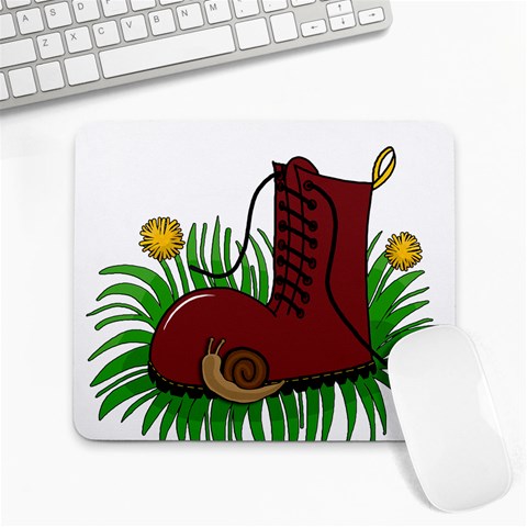 Boot in the grass Large Mousepads from ArtsNow.com Front