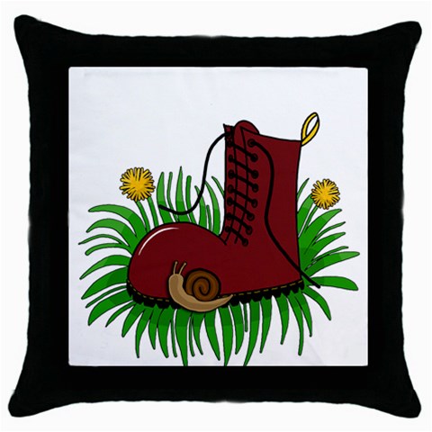 Boot in the grass Throw Pillow Case (Black) from ArtsNow.com Front