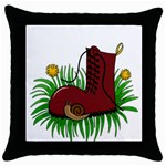 Boot in the grass Throw Pillow Case (Black)