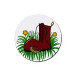 Boot in the grass Rubber Coaster (Round) 