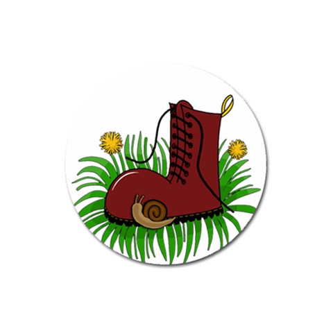 Boot in the grass Magnet 3  (Round) from ArtsNow.com Front
