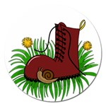 Boot in the grass Magnet 5  (Round)