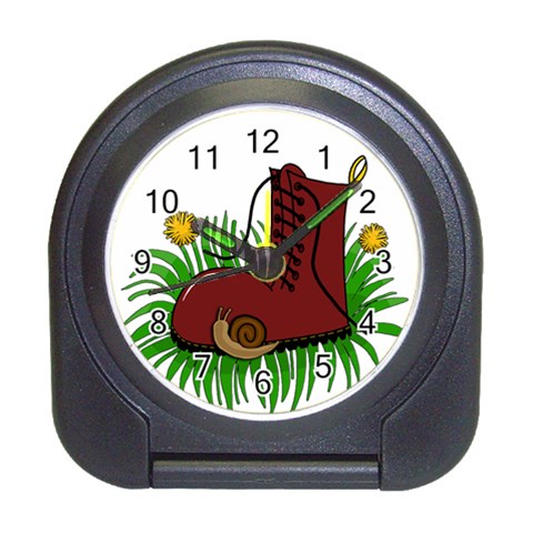 Boot in the grass Travel Alarm Clocks from ArtsNow.com Front