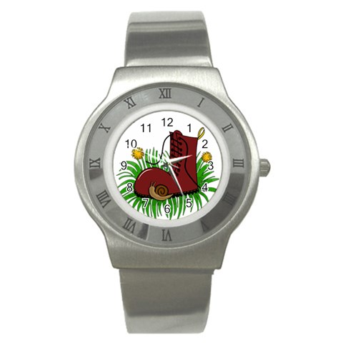 Boot in the grass Stainless Steel Watch from ArtsNow.com Front