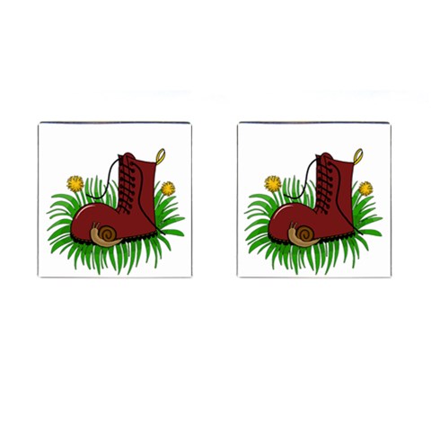 Boot in the grass Cufflinks (Square) from ArtsNow.com Front(Pair)