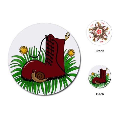 Boot in the grass Playing Cards (Round)  from ArtsNow.com Front