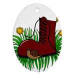 Boot in the grass Oval Ornament (Two Sides)