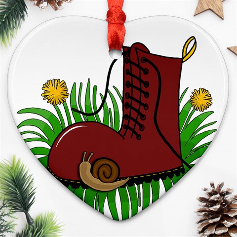 Boot in the grass Heart Ornament (2 Sides) from ArtsNow.com Front