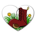 Boot in the grass Heart Mousepads