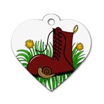 Boot in the grass Dog Tag Heart (Two Sides)