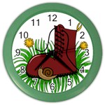 Boot in the grass Color Wall Clocks