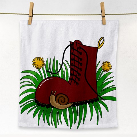 Boot in the grass Face Towel from ArtsNow.com Front