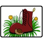 Boot in the grass Fleece Blanket (Large) 