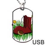 Boot in the grass Dog Tag USB Flash (One Side)