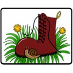 Boot in the grass Double Sided Fleece Blanket (Medium) 