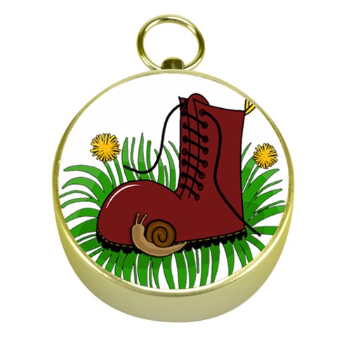Boot in the grass Gold Compasses from ArtsNow.com Front
