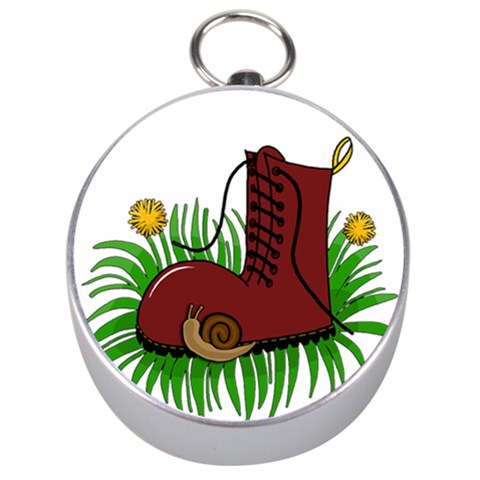 Boot in the grass Silver Compasses from ArtsNow.com Front