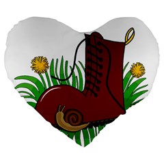 Boot in the grass Large 19  Premium Flano Heart Shape Cushions from ArtsNow.com Front