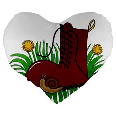 Boot in the grass Large 19  Premium Flano Heart Shape Cushions from ArtsNow.com Back